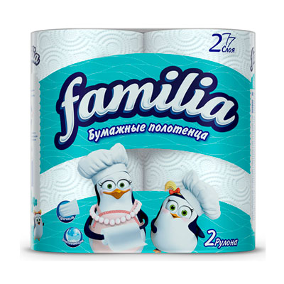 Бумажные полотенца Familia белые 2 слоя (2шт)