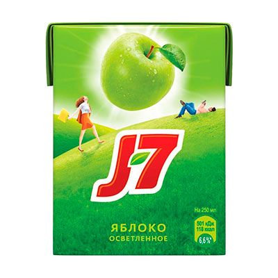 Сок J-7 яблоко осветлённое 0.2 литра, 6 шт. в уп.