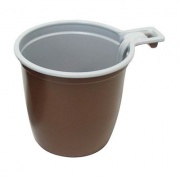 Чашка пластиковая коричневая с белым (50шт)